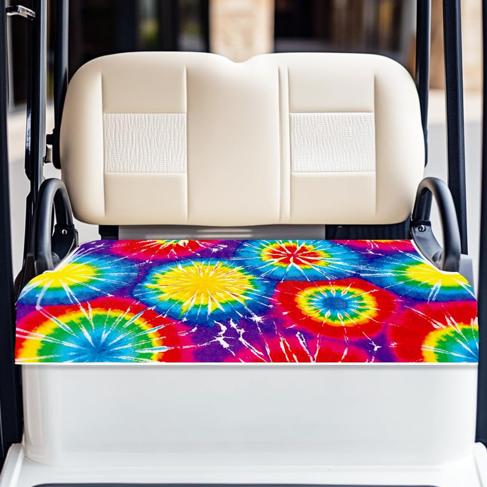 ORIGACH tie-dye golf cart seat cover close-up with soft microfiber for comfort