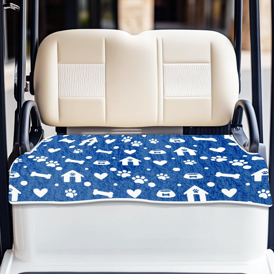 ORIGACH universal golf cart seat cover with blue paw prints keeps seats comfortable and fresh.