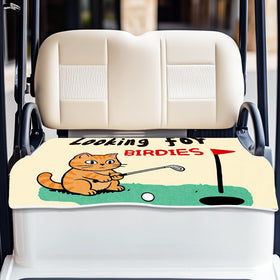 ORIGACH universal seat cover with confused-cat pattern for two-seat golf carts