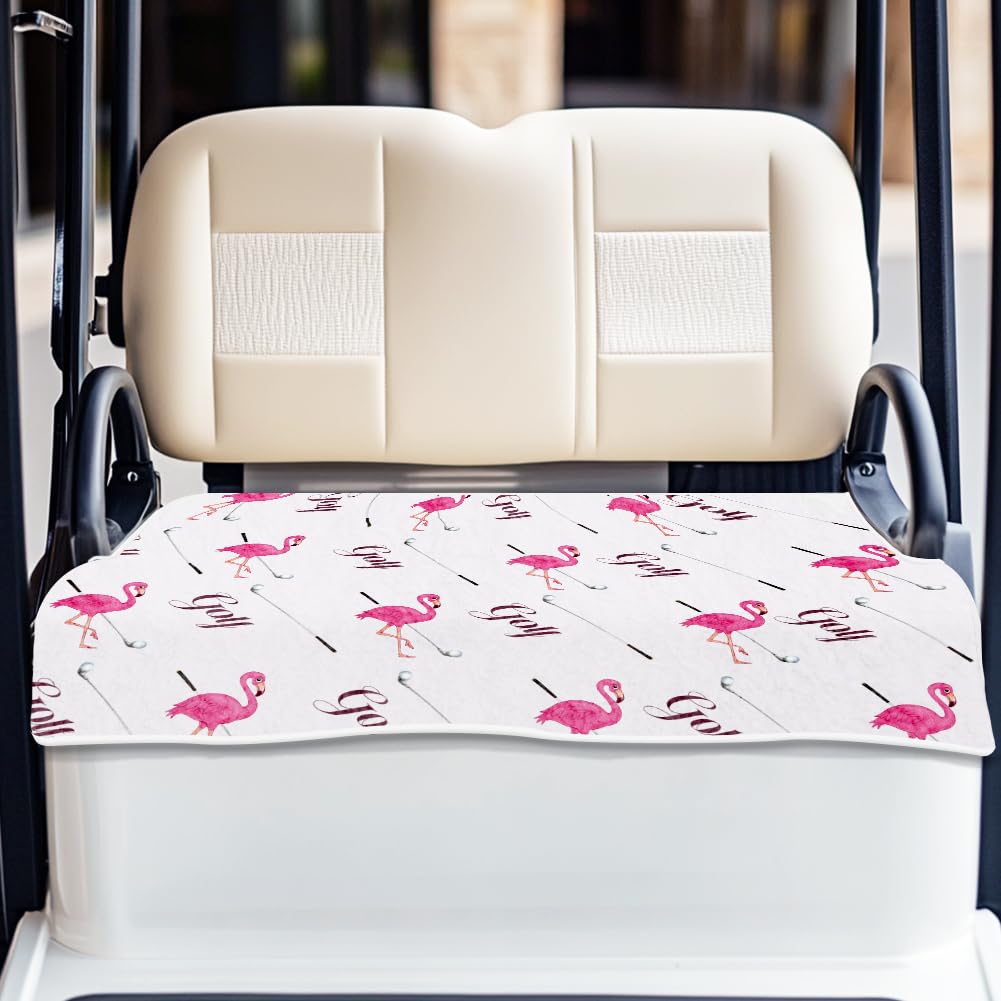 ORIGACH flamingo-pattern golf cart seat cover protects seats while adding playful style.