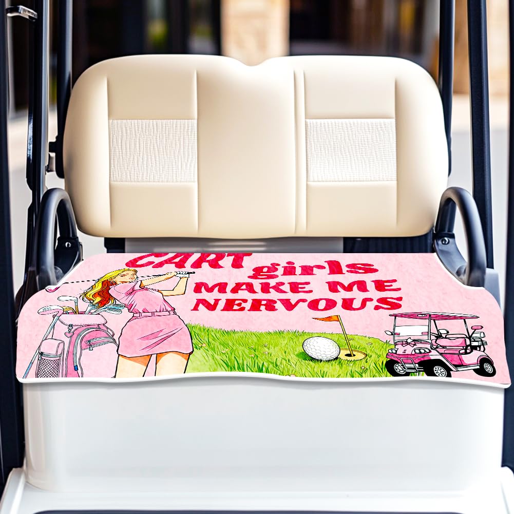 ORIGACH universal golf cart seat covers on a two-seat cart for cooler seating