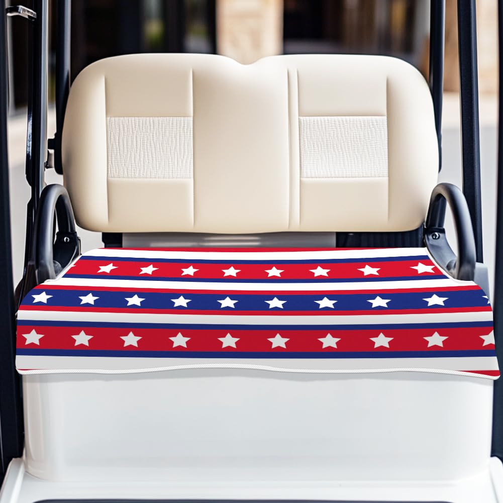 ORIGACH US flag seat cover on a golf cart for patriotic style.