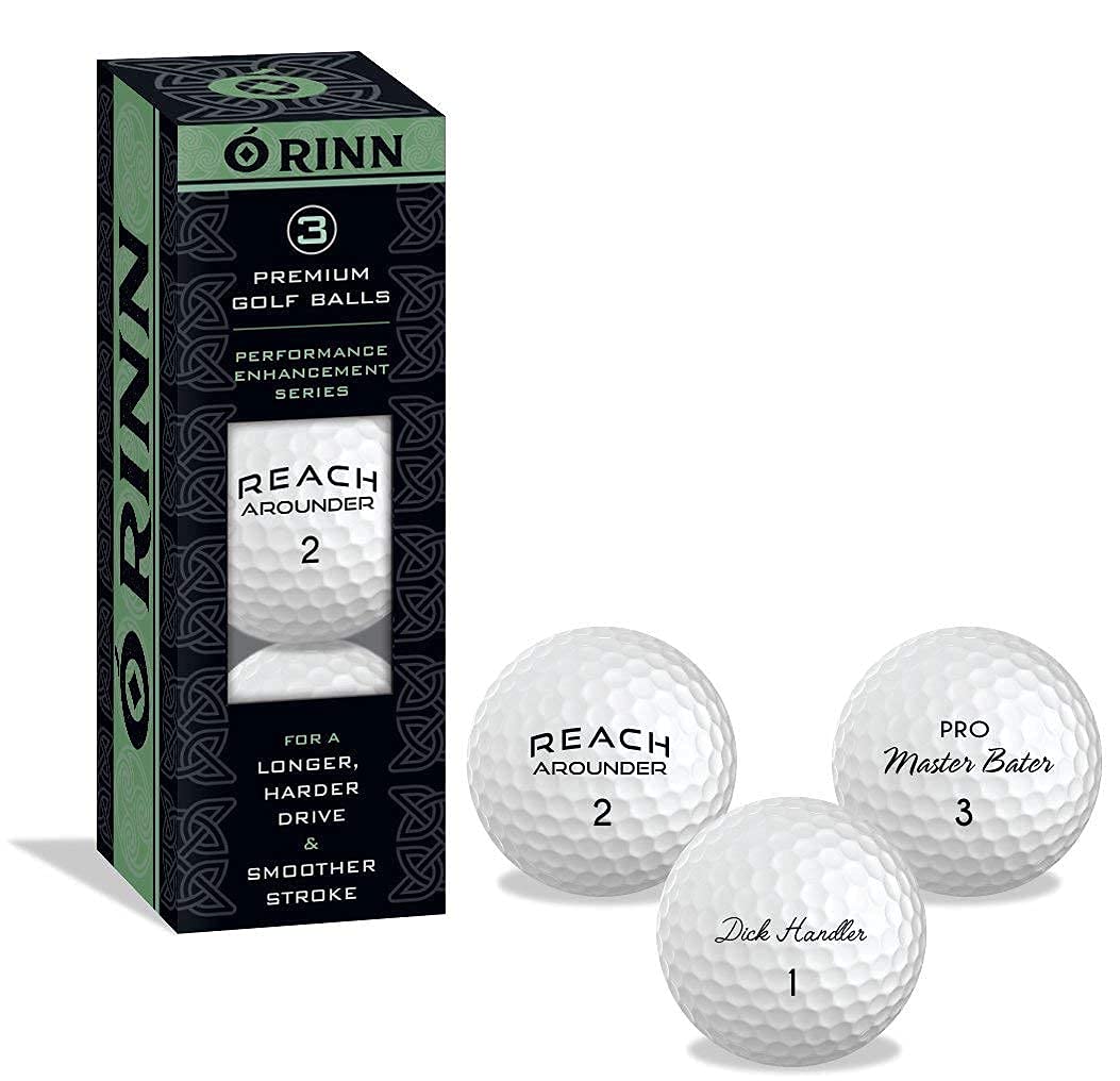O'RINN GOLF funny balls on course showcase high-visibility lettering for easy spotting.