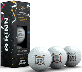 O'RINN Happy Birthday golf balls pack ready for gifting and playing.
