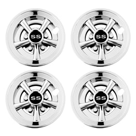Durable chrome hubcaps stay secure during travel on the cart