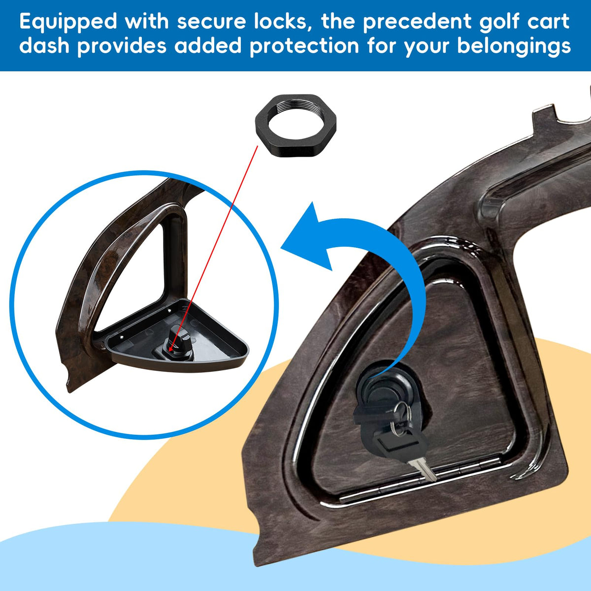 Orle Oko dash cover with secure locks adds peace of mind during trips