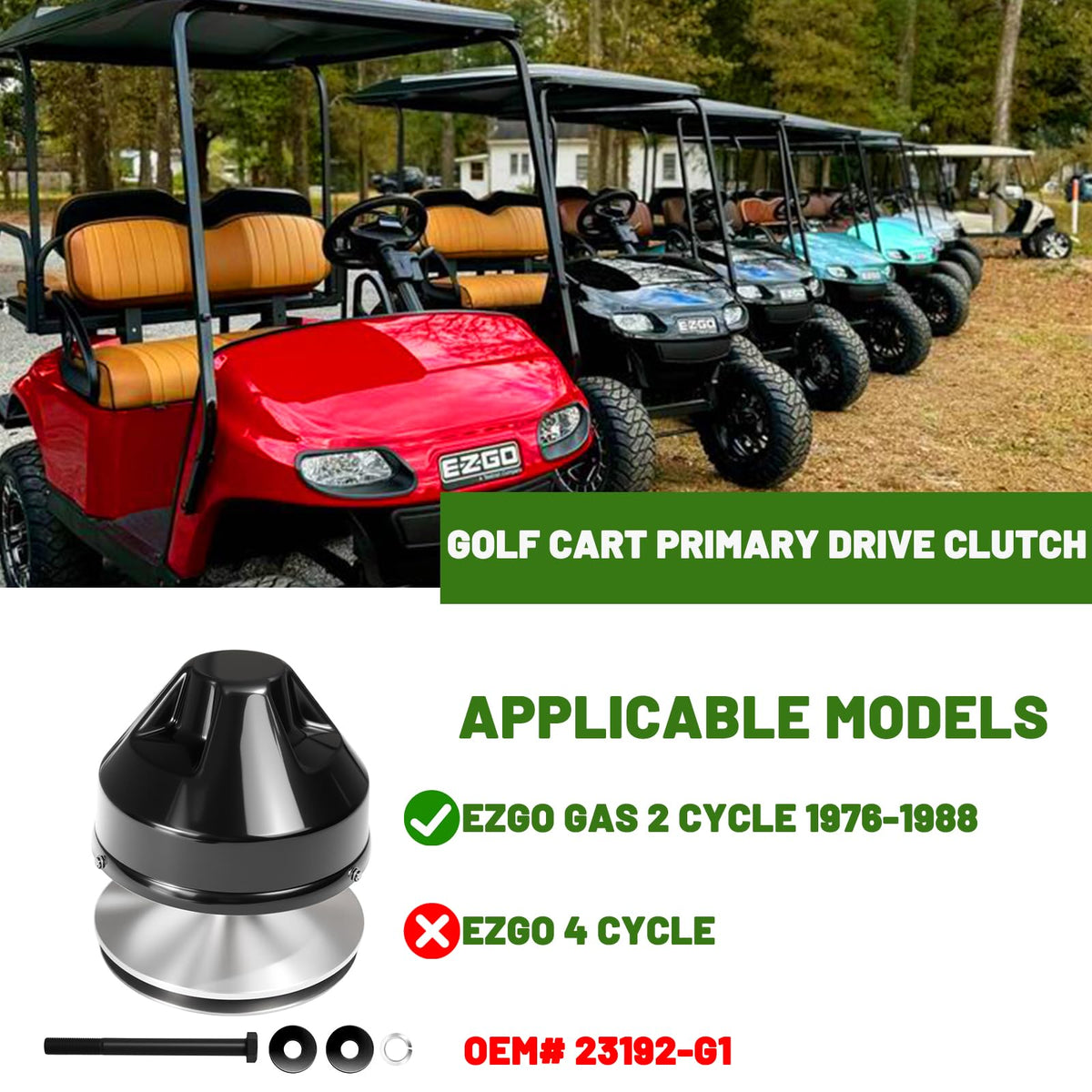 Orle Oko EZGO drive clutch in use demonstrates smoother shifting.