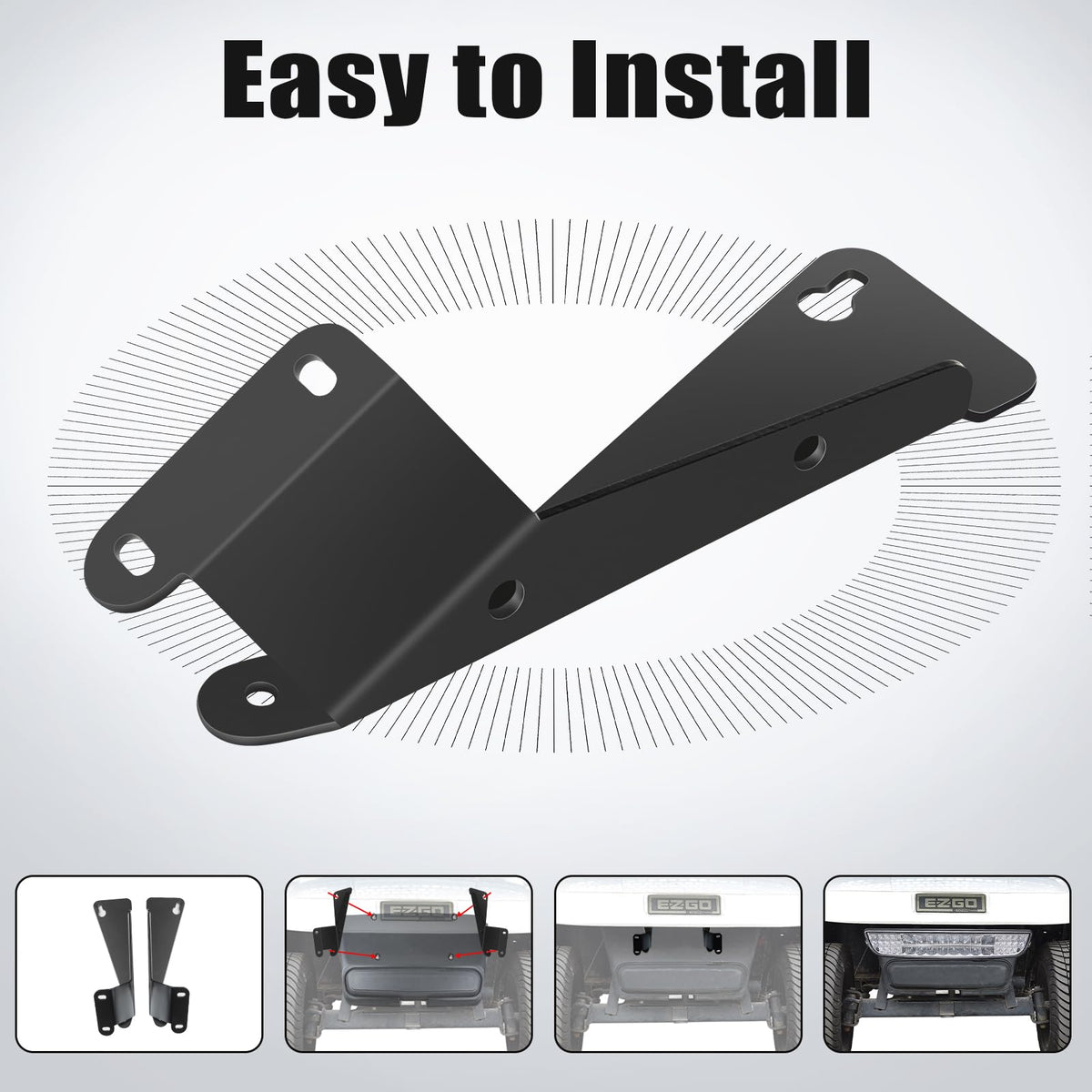 Orle Oko EZGO TXT headlight bar bracket close-up attachment.