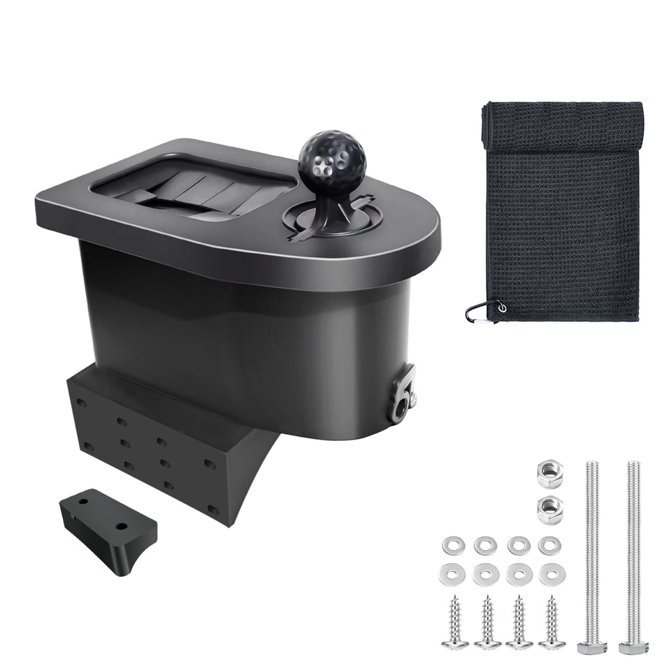 Orle Oko golf cart ball washer with universal mount on cart for quick cleaning
