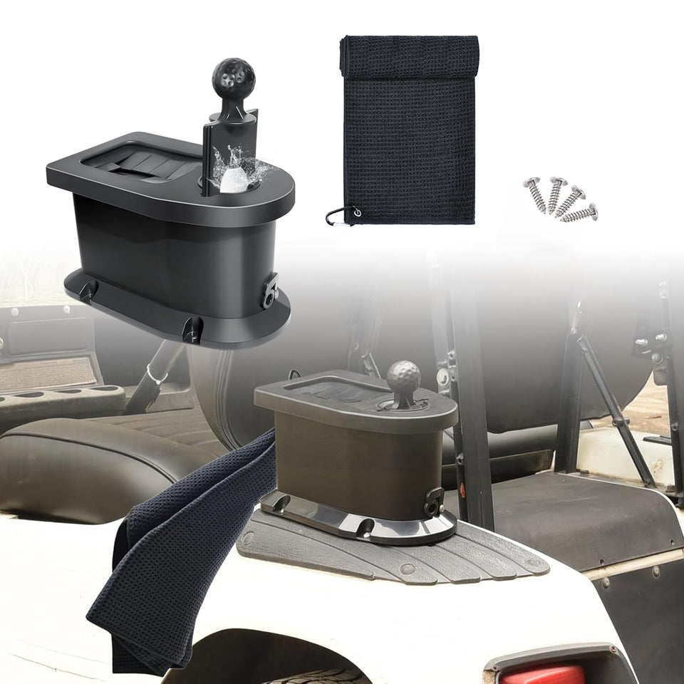 Orle Oko golf cart ball washer mounted on cart for quick cleaning