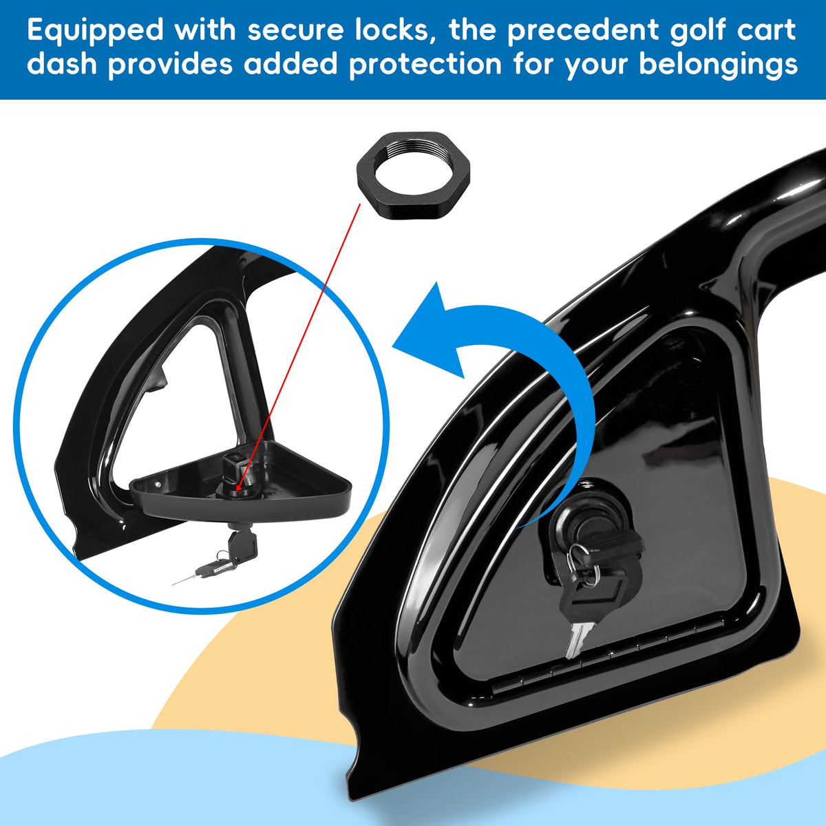 Orle Oko golf cart dash cover black finish boosts style and gauge readability.