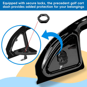 Orle Oko golf cart dash cover black finish boosts style and gauge readability.