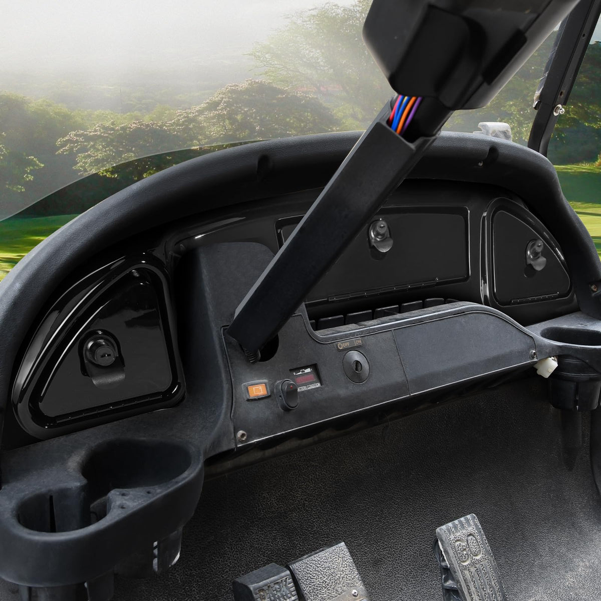 Orle Oko golf cart dash cover fitment for 2008.5-up Club Car models.