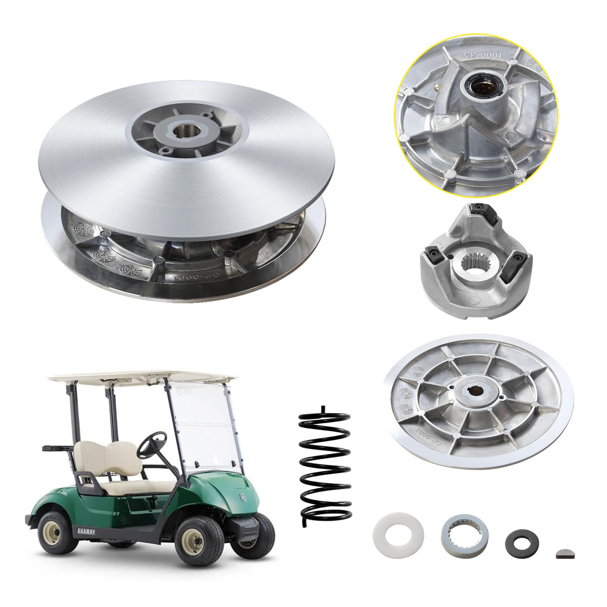 Orle Oko golf cart clutch kit mounted on Yamaha G2 for smoother acceleration.