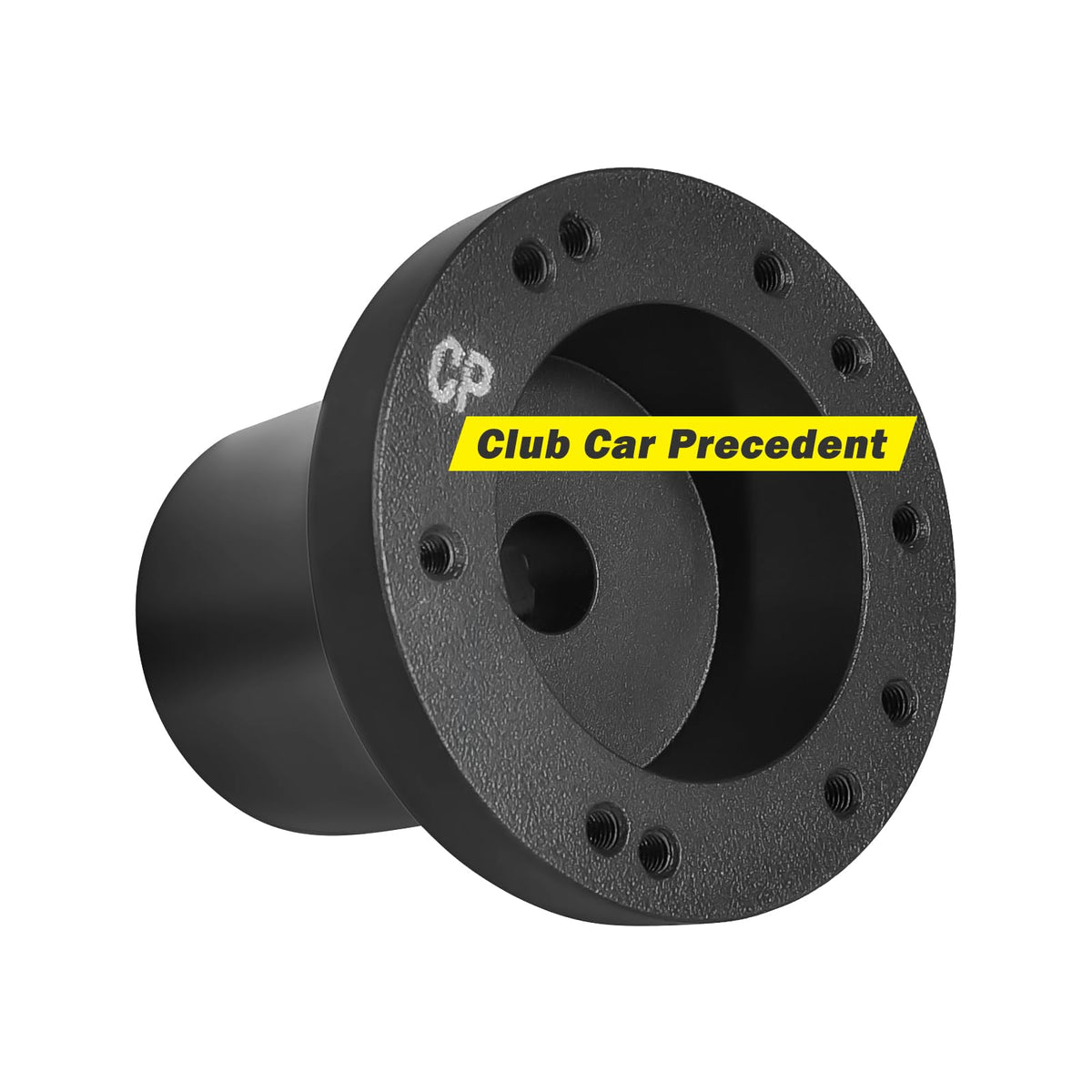 Orle Oko golf cart steering wheel adapter on Club Car Precedent; durable aluminum.