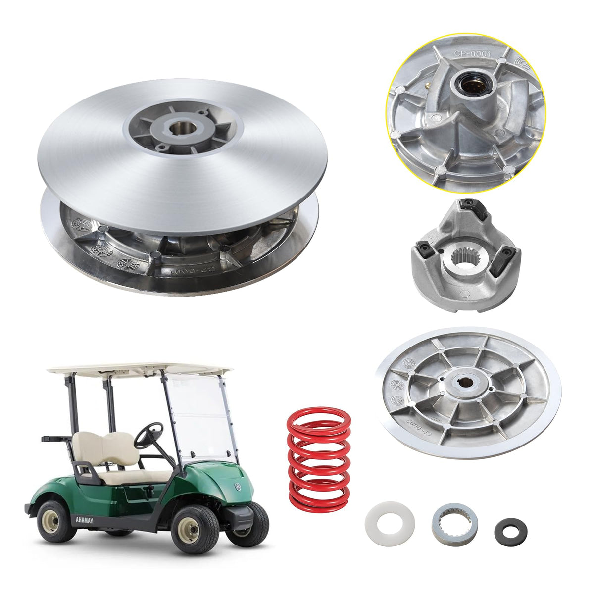 Orle Oko golf cart driven clutch with metal surface for Yamaha enhances durability and reliability.