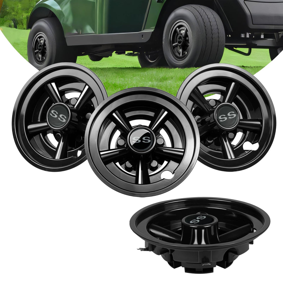 Orle Oko golf wheel cover 8in set4 front view enhances cart style and protection.