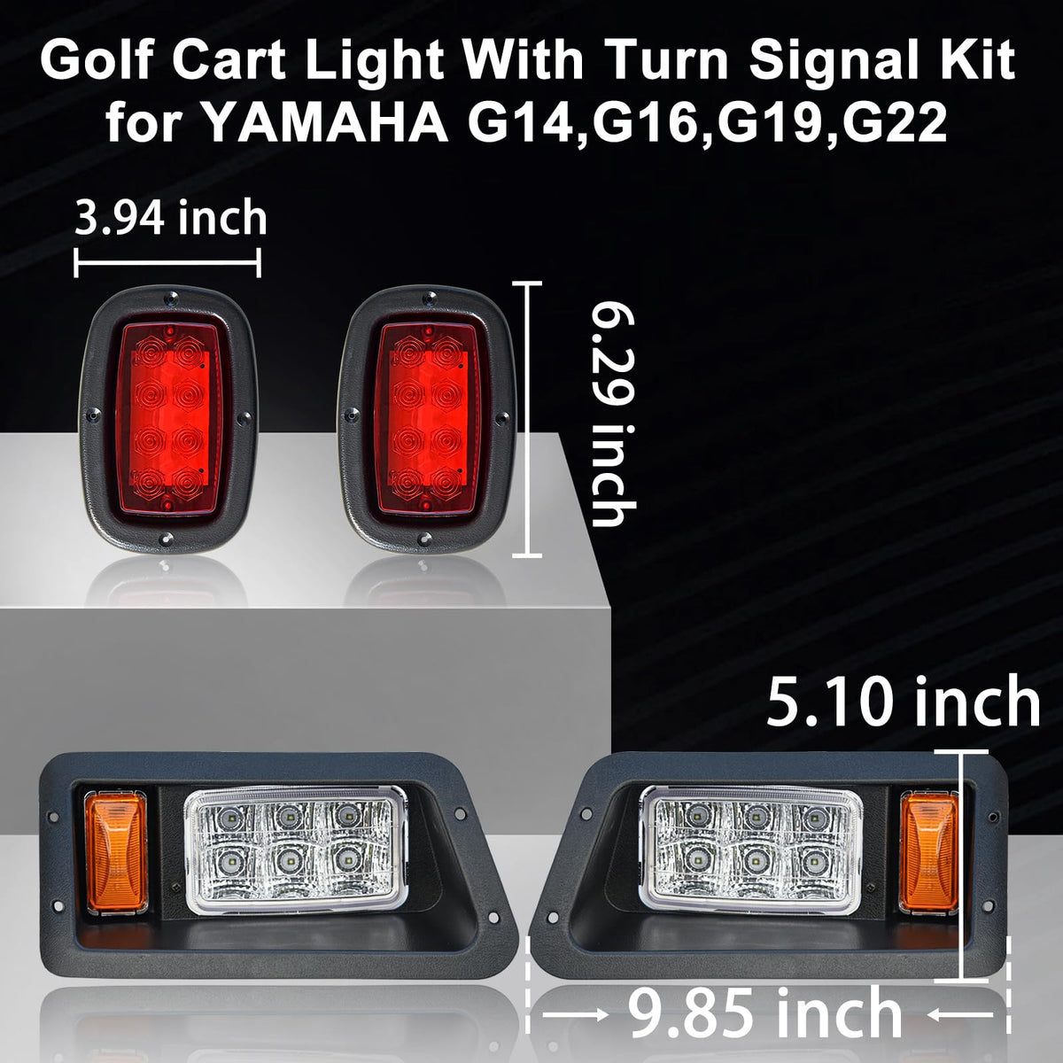 Orle Oko LED front right headlight for Yamaha carts enhances night visibility.