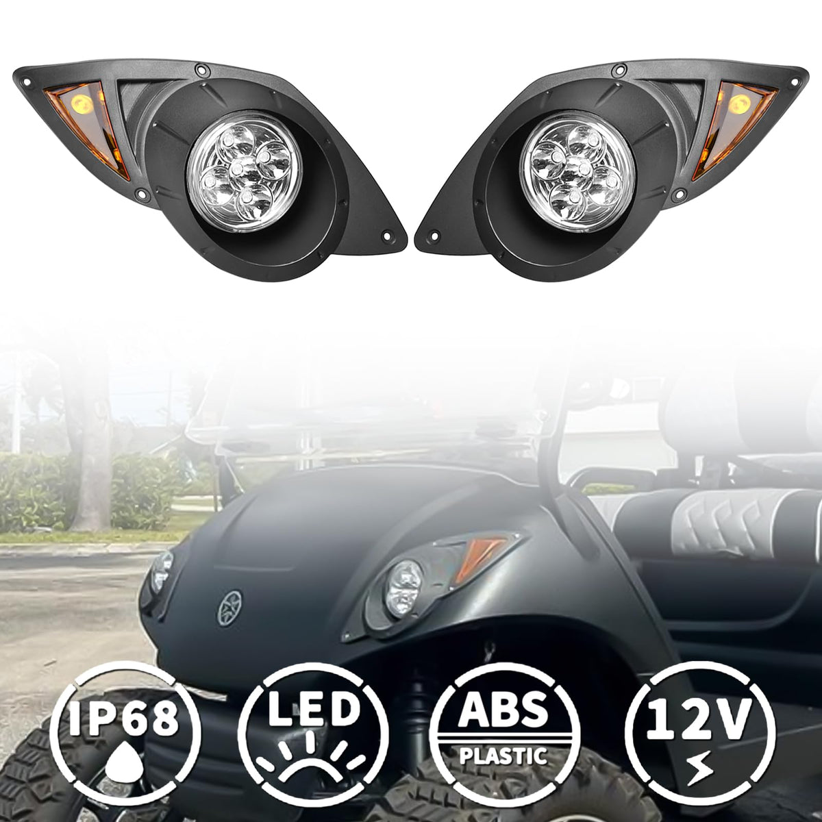 Close-up view of Orle Oko LED headlight beam delivering bright 12V lighting