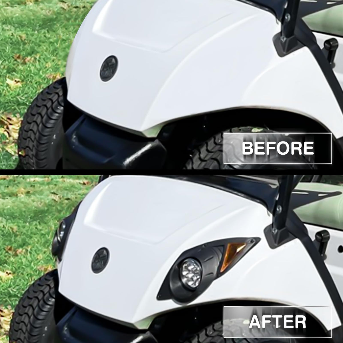 Orle Oko LED headlights being installed on Yamaha Drive G29