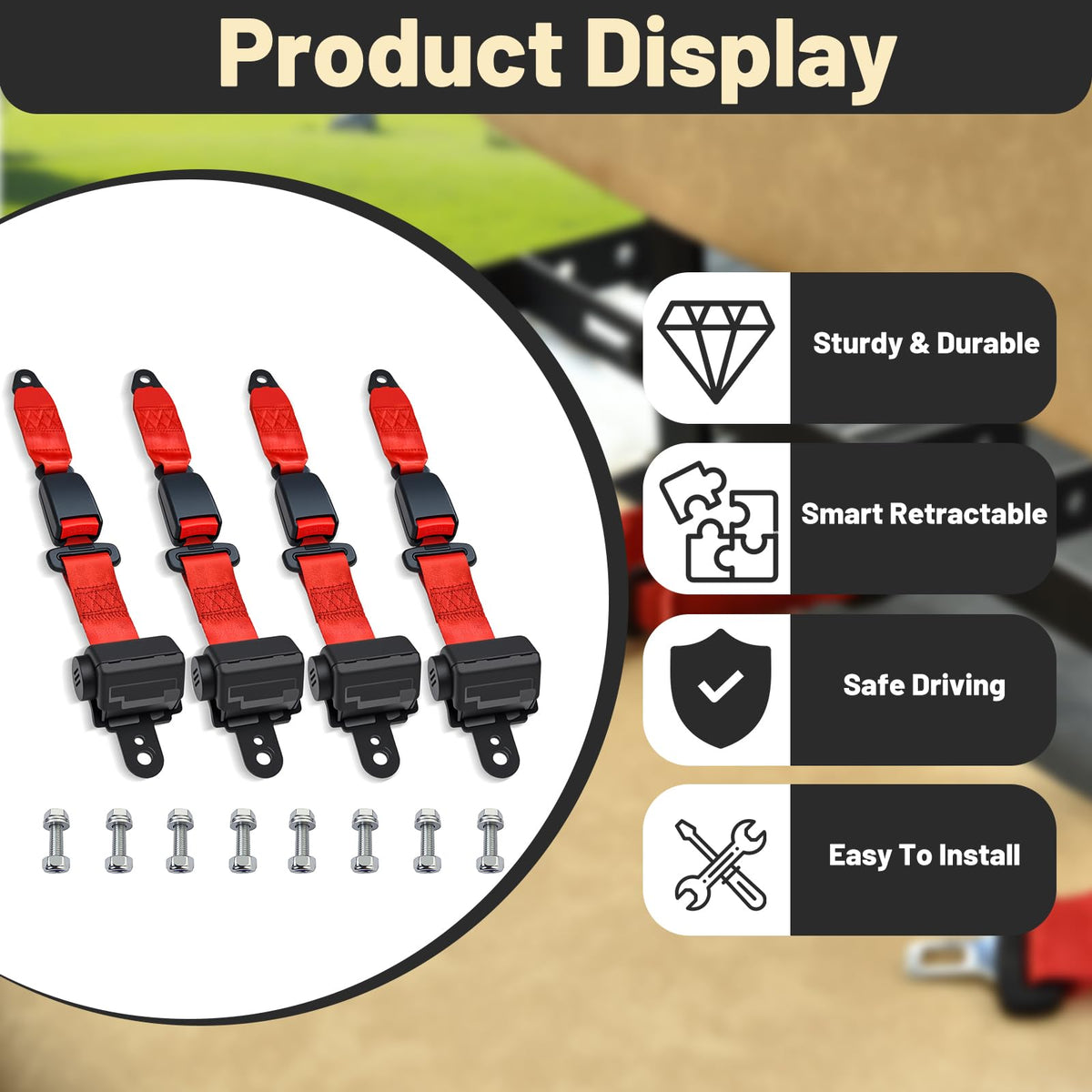 Orle Oko red retractable belt kit increases visibility and comfort.