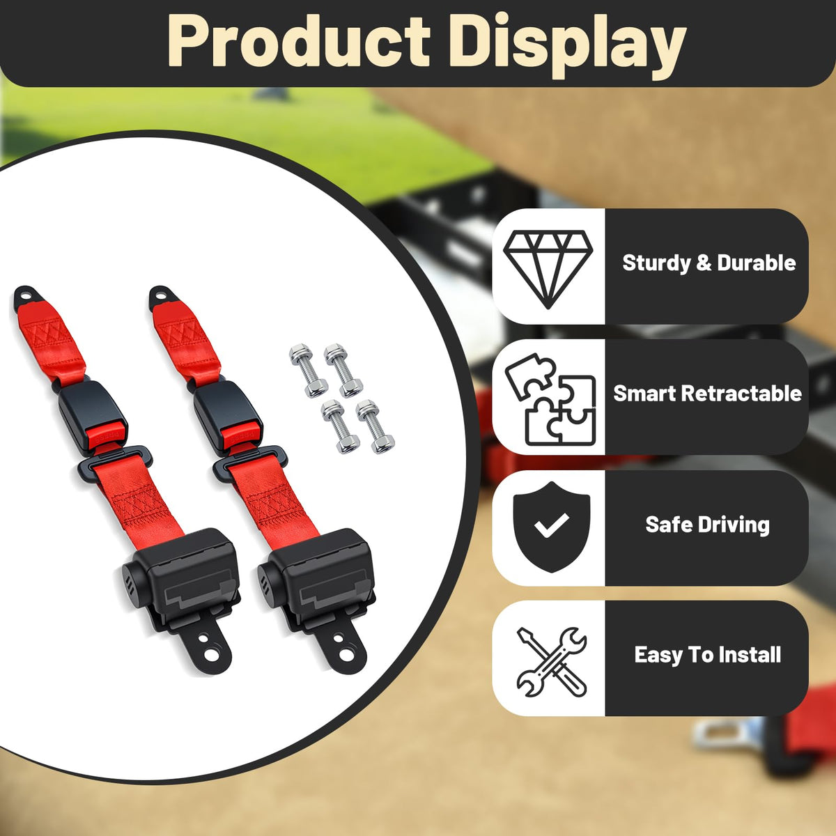 Orle Oko red seat belts brighten cart interior while signaling safety gear