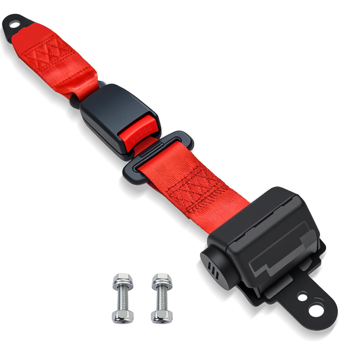 Orle Oko retractable seat belt front view shows secure fit for golf carts