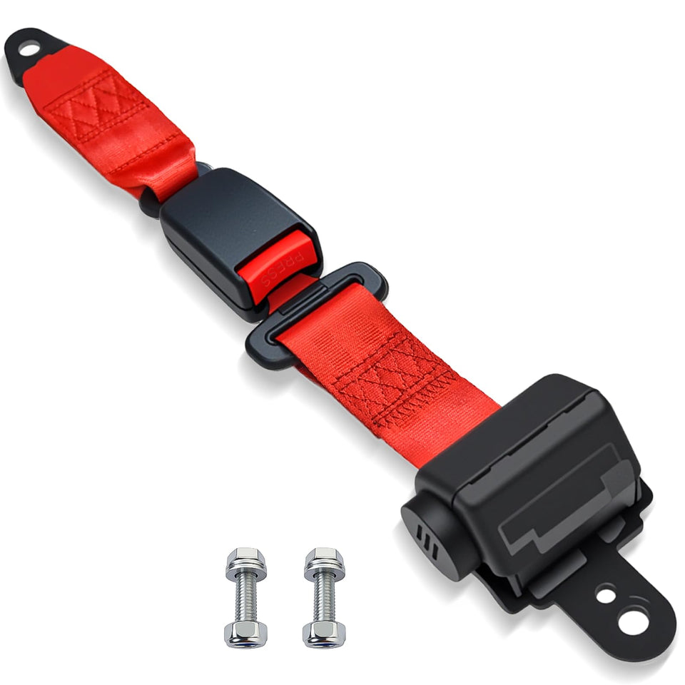 Orle Oko retractable seat belt front view shows secure fit for golf carts