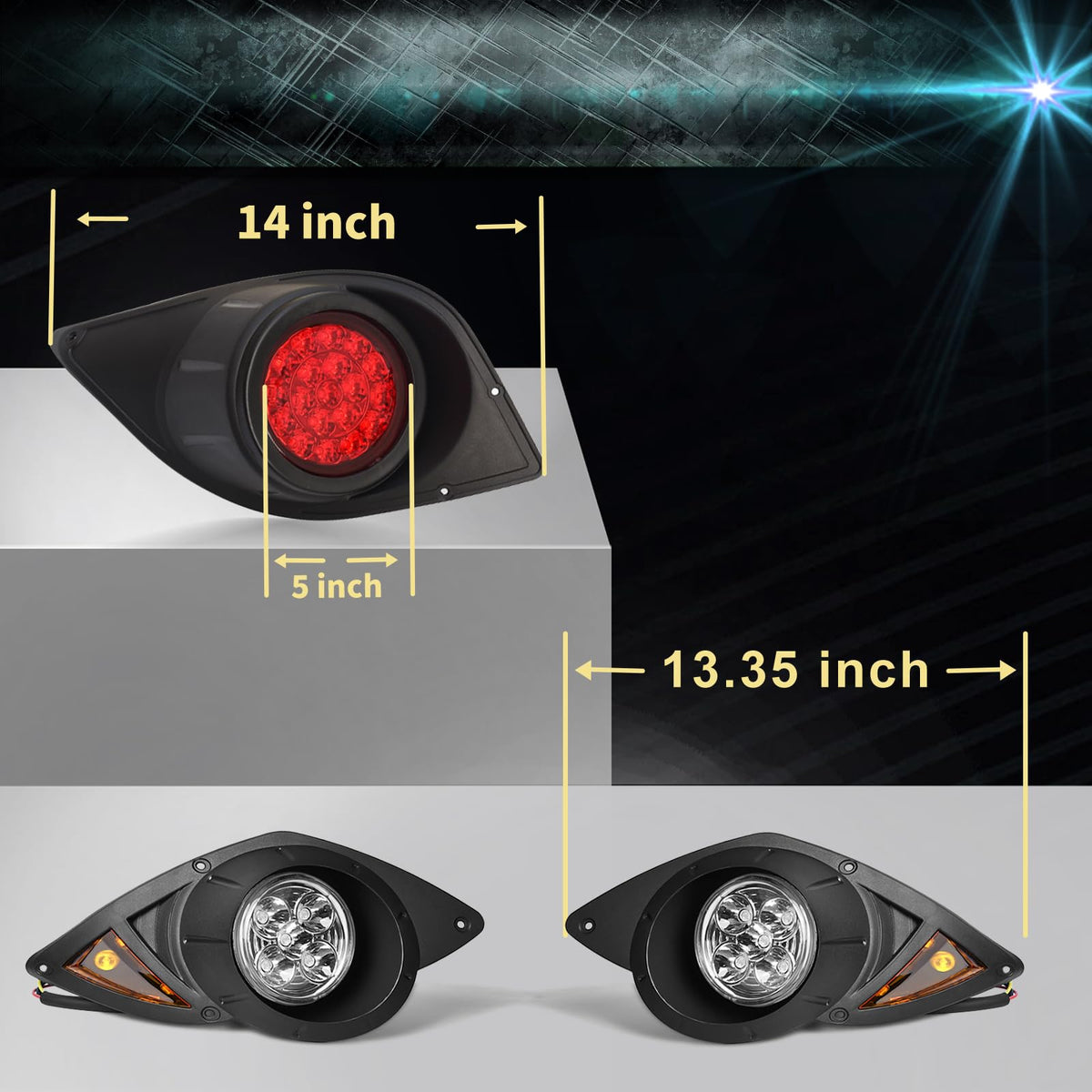 Orle Oko street-legal light kit, front view, OEM-like fit