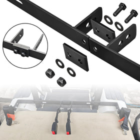 Orle Oko universal bracket in matte stainless finish adds durable mounting for two-seat carts.