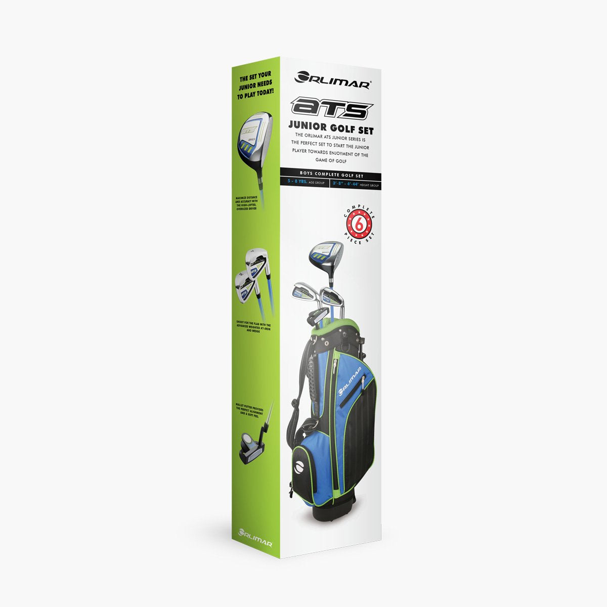 Orlimar ATS junior golf set in blue-lime, ideal for young beginners to practice with ease