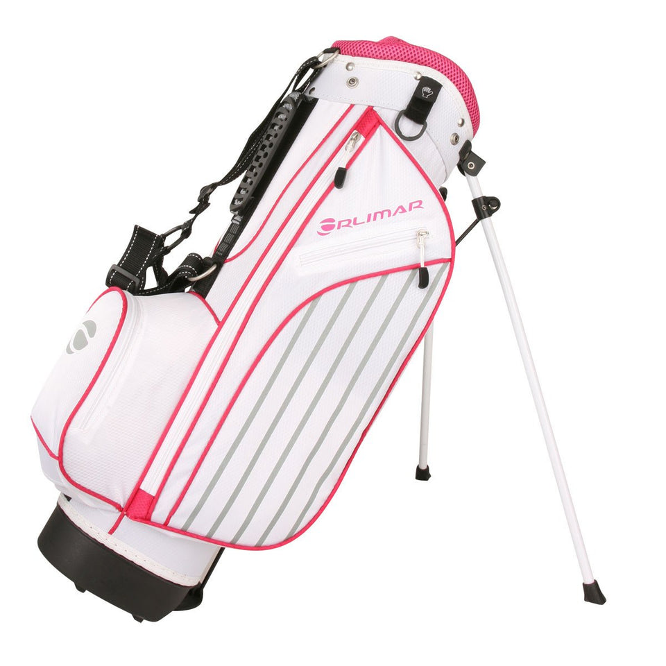 Orlimar ATS Junior Pink Stand Bag top view, lightweight design for young golfers.