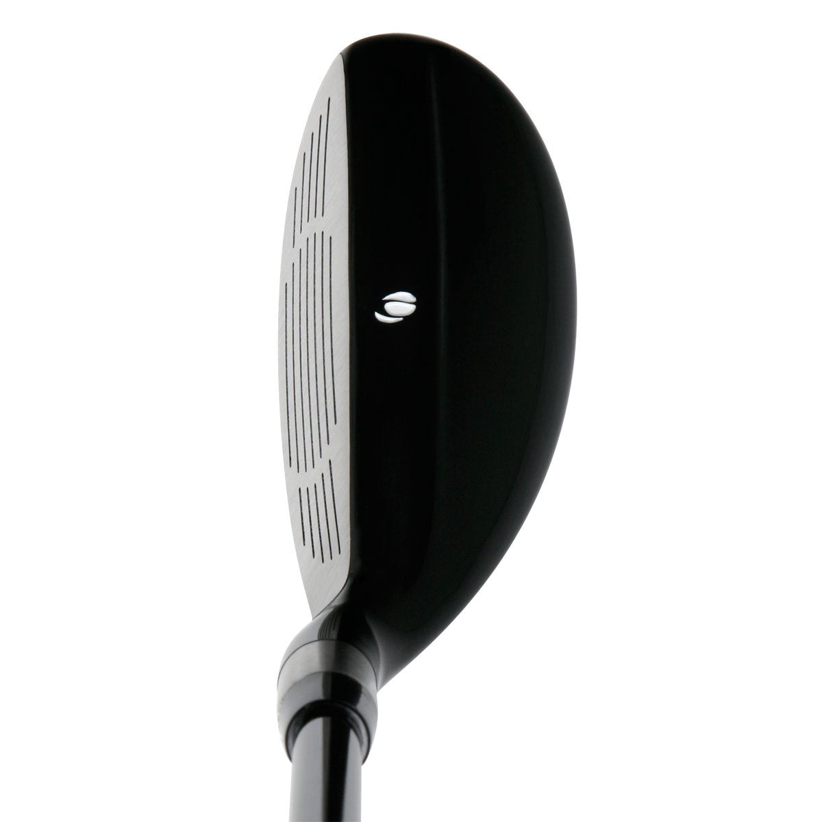Orlimar Escape #5 hybrid club in swing action for smooth turf contact.