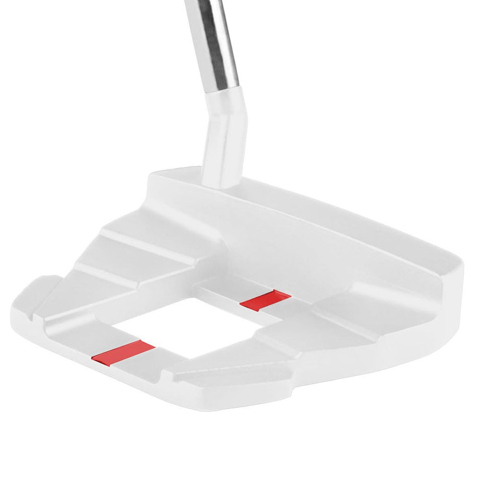 Orlimar F5 mallet putter with white finish and naked top rail improves alignment at address