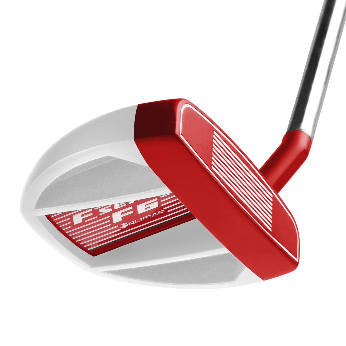 Orlimar F6 mallet putter back view highlighting half-offset slant neck balance.