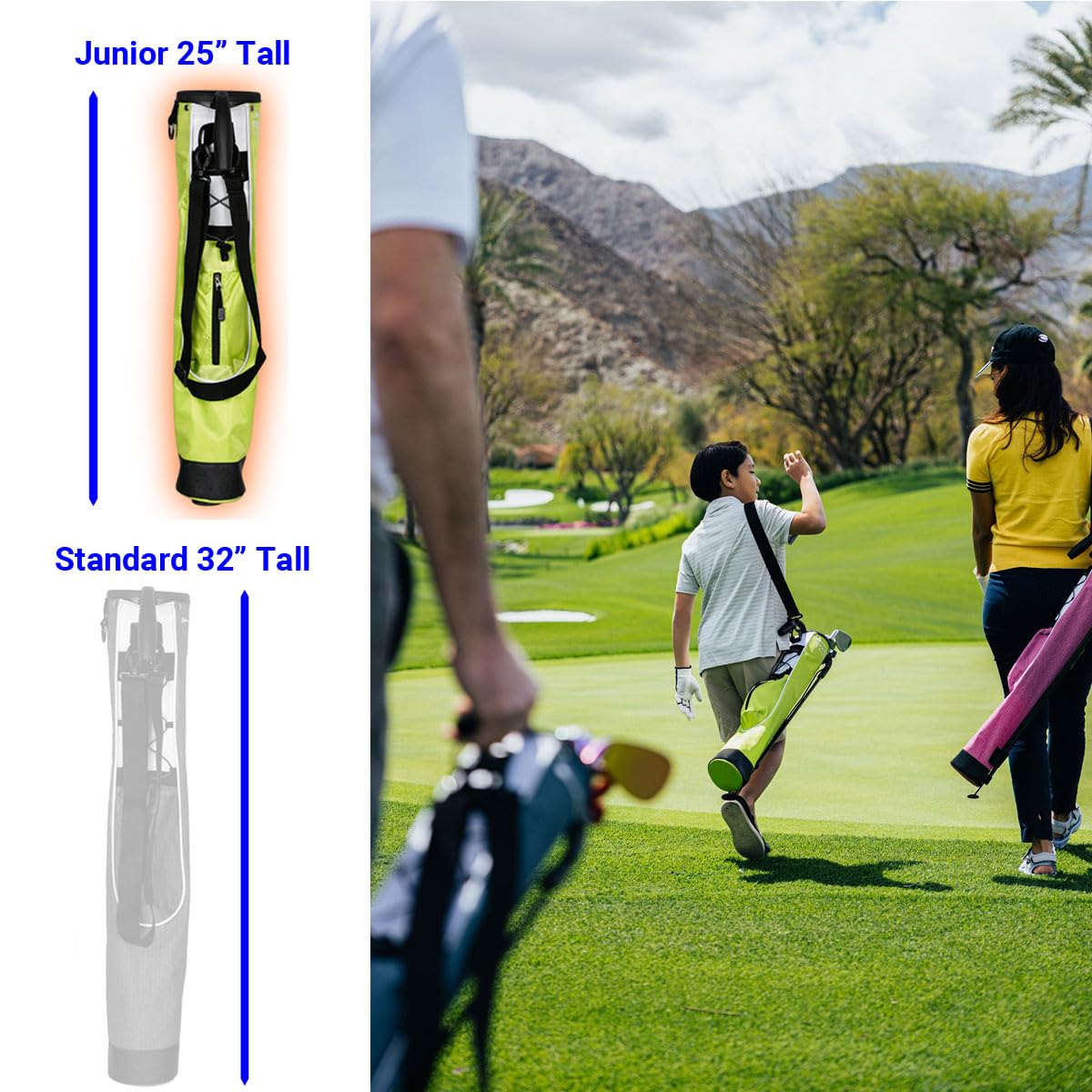 Orlimar Pitch N Putt lime side view two way divider top