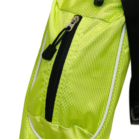 Orlimar Pitch N Putt lime bag with deployed retractable stand