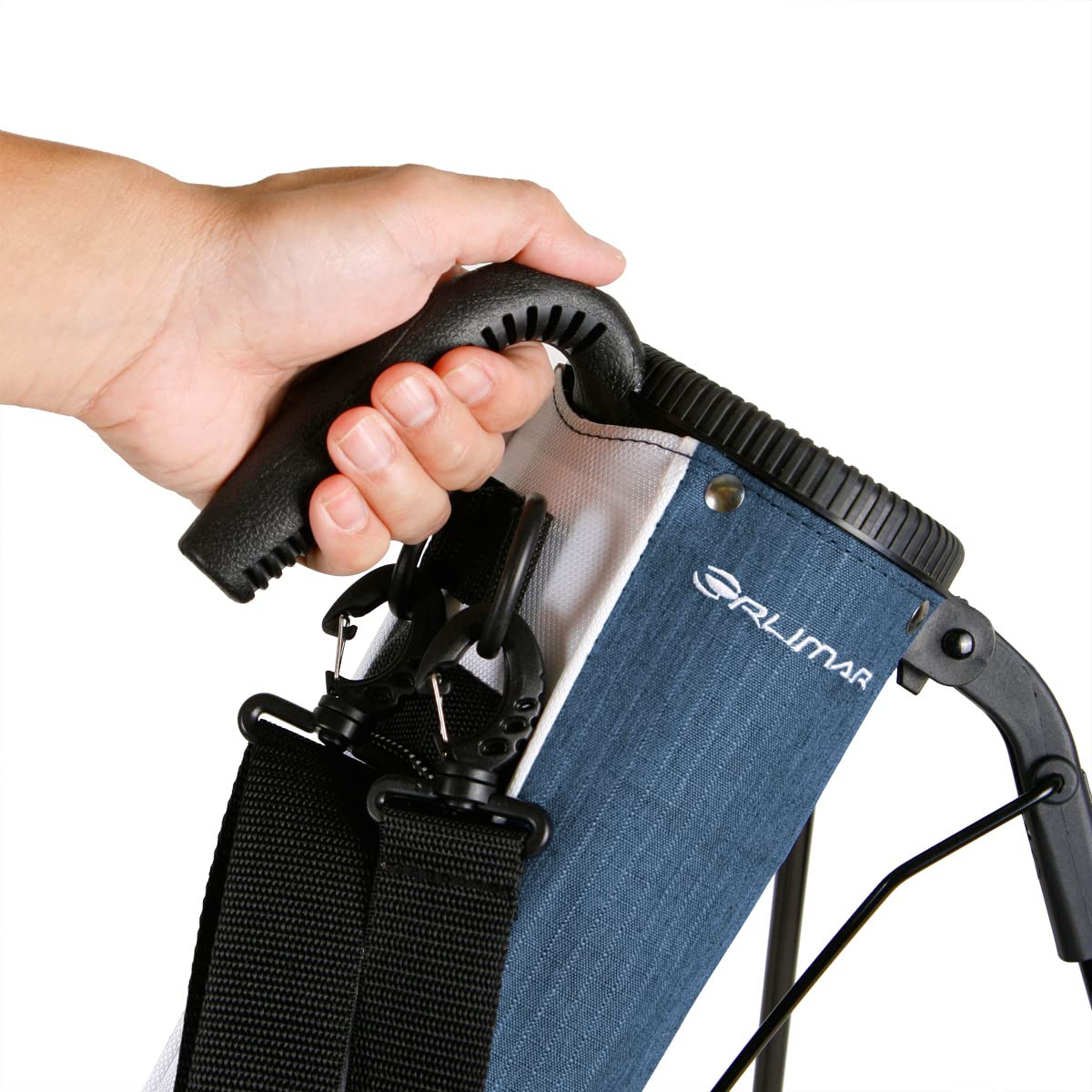 Orlimar Pitch ’n Putt retractable stand legs provide turf stability.