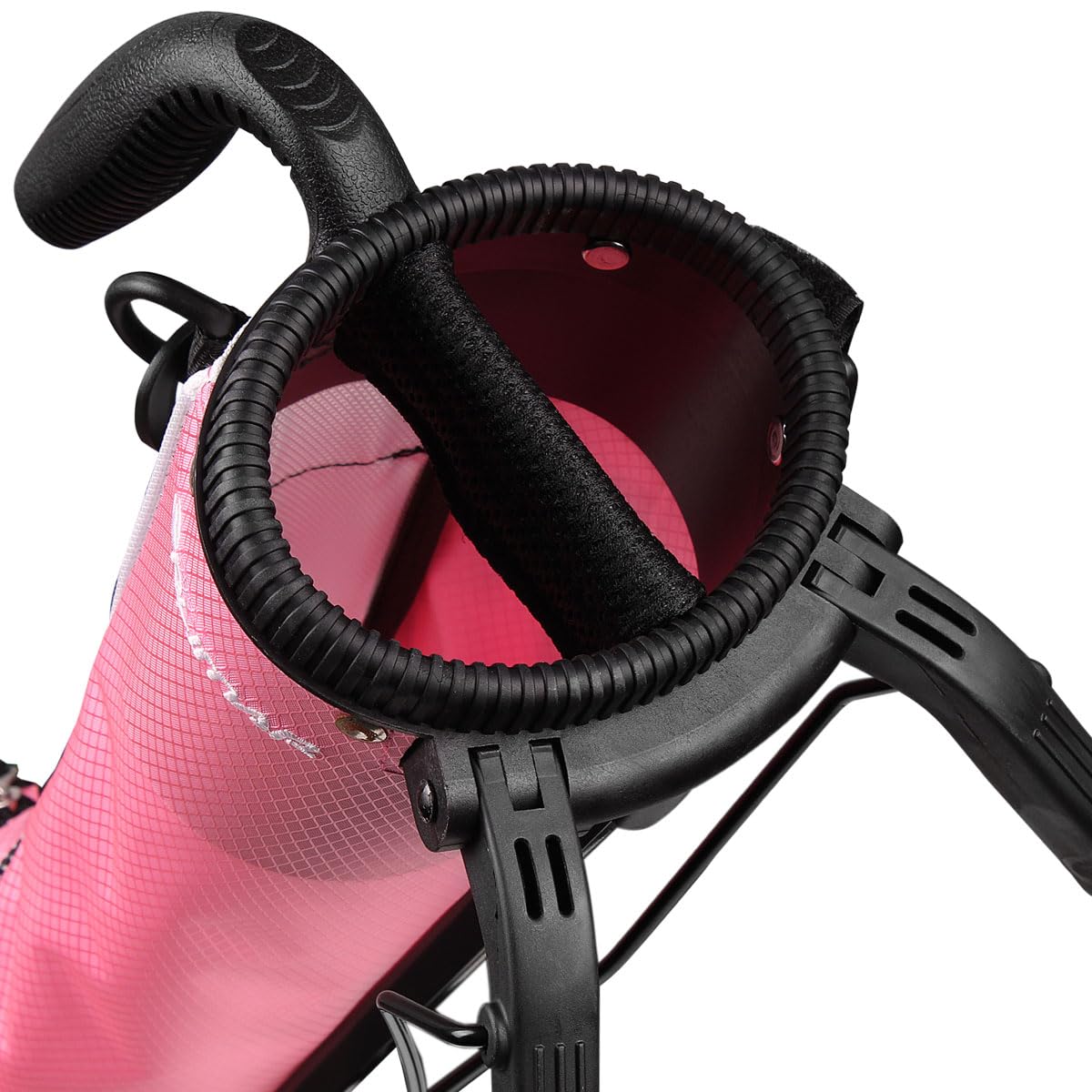 Orlimar Pitch ’n Putt Rose Pink top divider shows capacity for 6–7 clubs.
