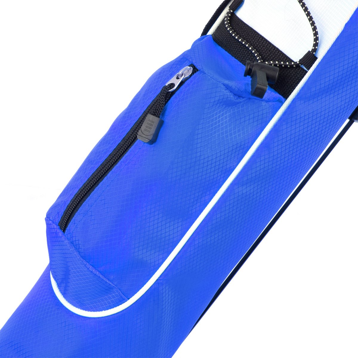 Orlimar Pitch & Putt blue stand legs deployed on turf for upright stability
