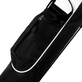Orlimar Pitch and Putt bag stand legs deployed for stable upright placement.