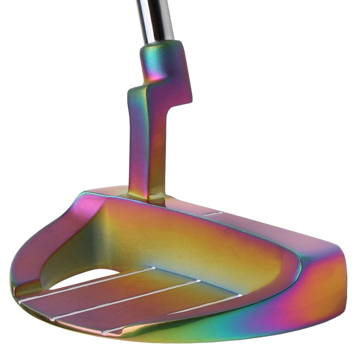 Orlimar Tangent T1 mallet putter high moi improves forgiveness on off-center strikes.