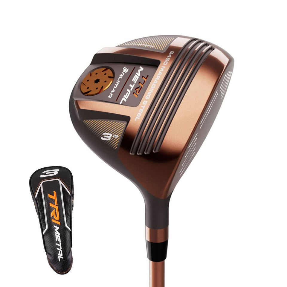 Orlimar TriMetal #3 fairway wood face detail showing crisp feel and potential distance.