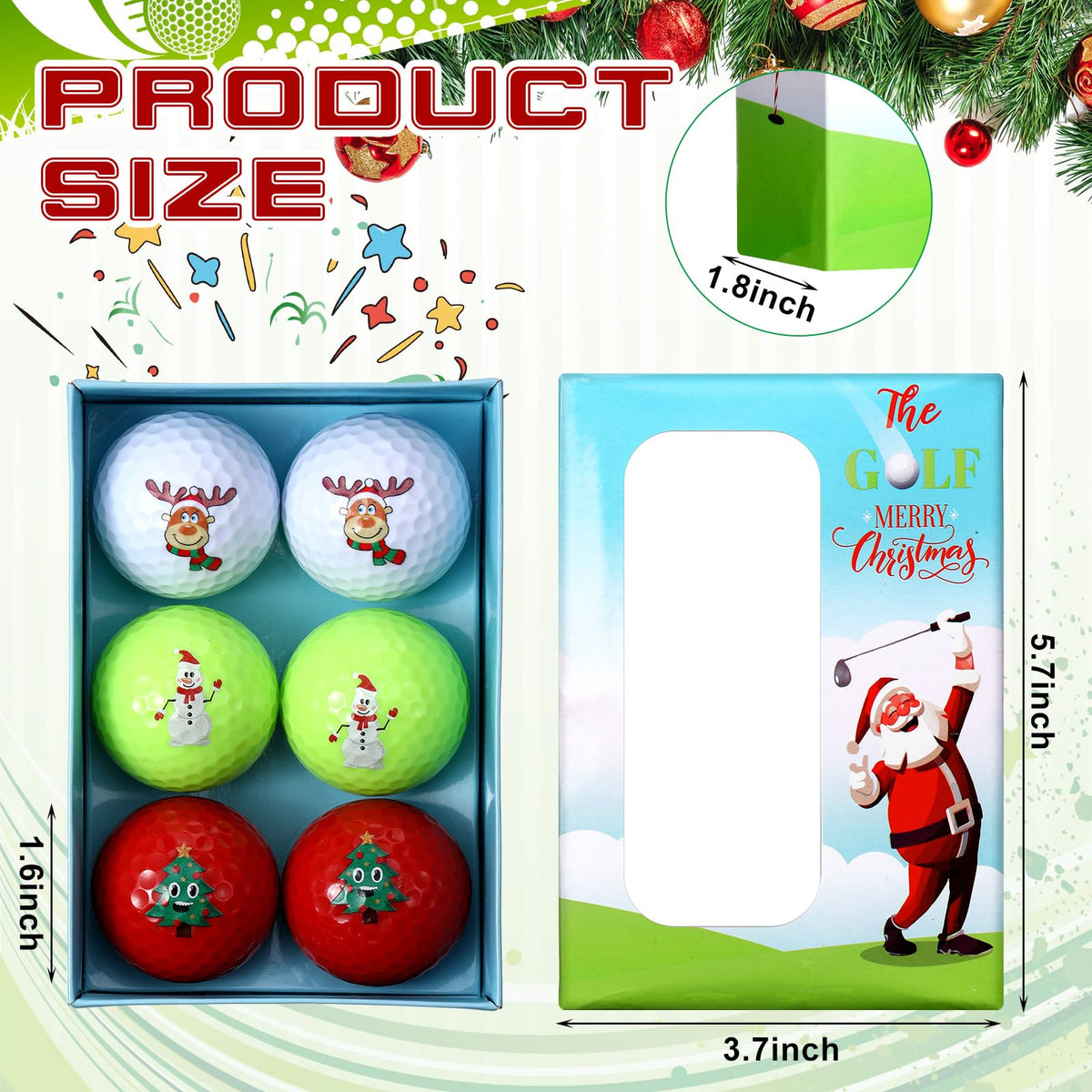 Outus Merry Christmas golf ball Santa pattern ideal for seasonal gifting