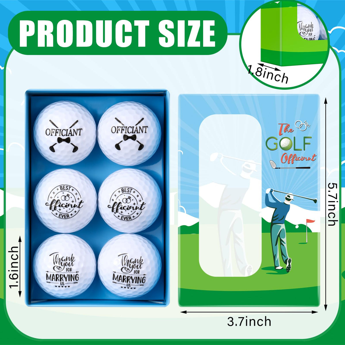 Outus officiant golf ball style A pair, perfect keepsake for wedding guests