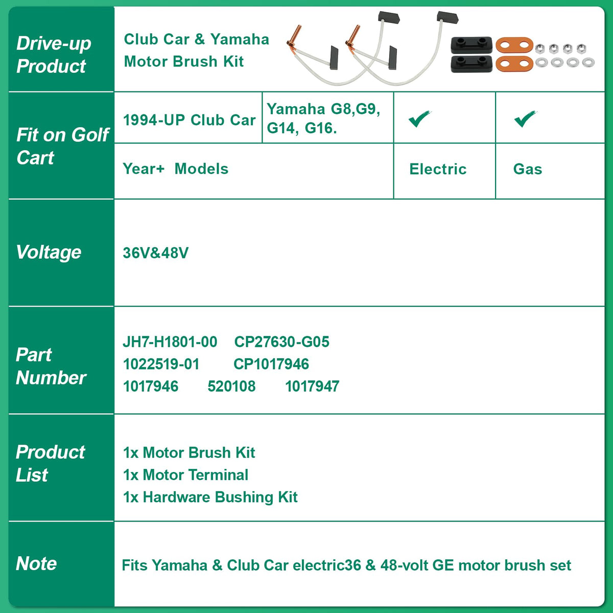 OXTOUF kit compatible with Yamaha G8–G16 carts for versatile use.