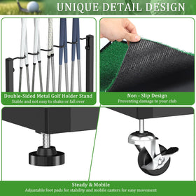 OYEAL golf club display stand on stable surface prevents tipping.