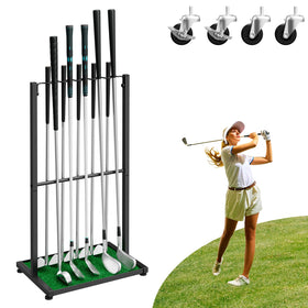 OYEAL golf club holder stand with ten slots for organized storage.