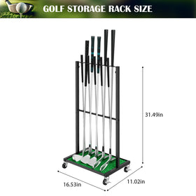 OYEAL golf club rack in garage supports upright storage and easy access.