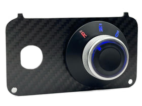 OZ-USA carbon fiber key switch plate rotary closeup shows durable, lightweight upgrade.